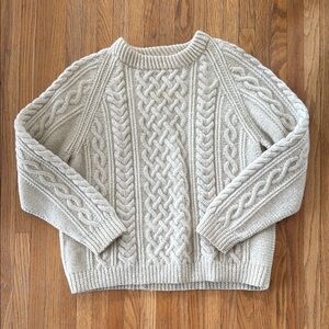Classic Cable Knit Sweater - Cream wool